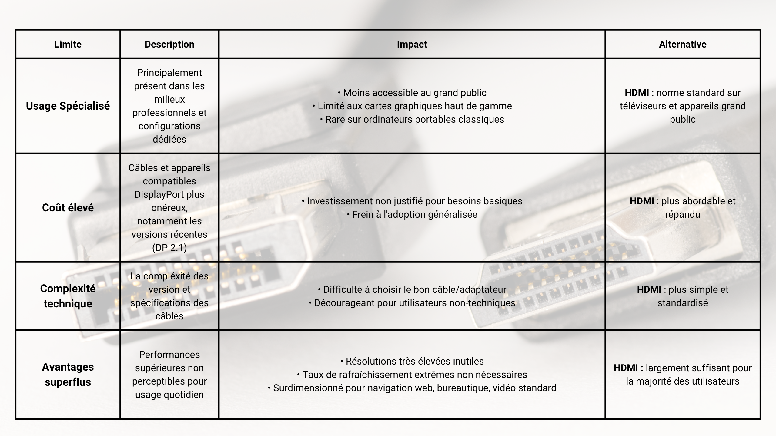Les limites du Displayport